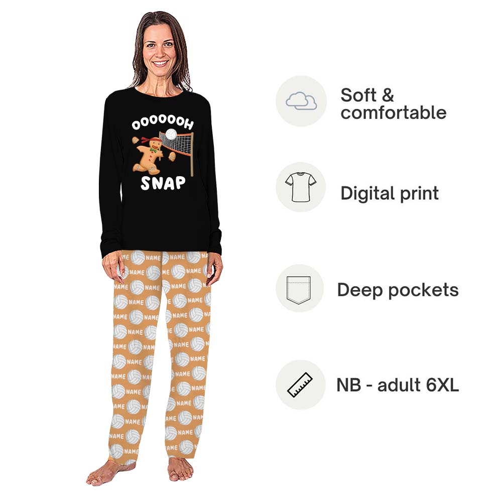 Volleyball Gingerbread Matching Family And Dog Pajamas With Custom Name 2
